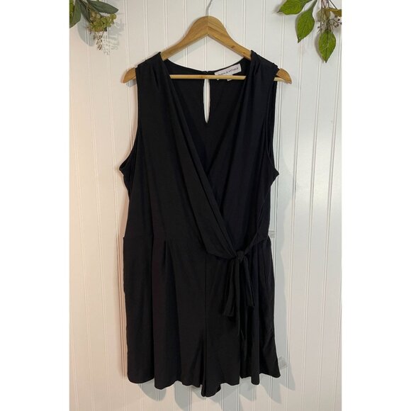 Emma & Michele Womens 3X Black Wrap Dress With Pockets & Tie Waist - Picture 1 of 13